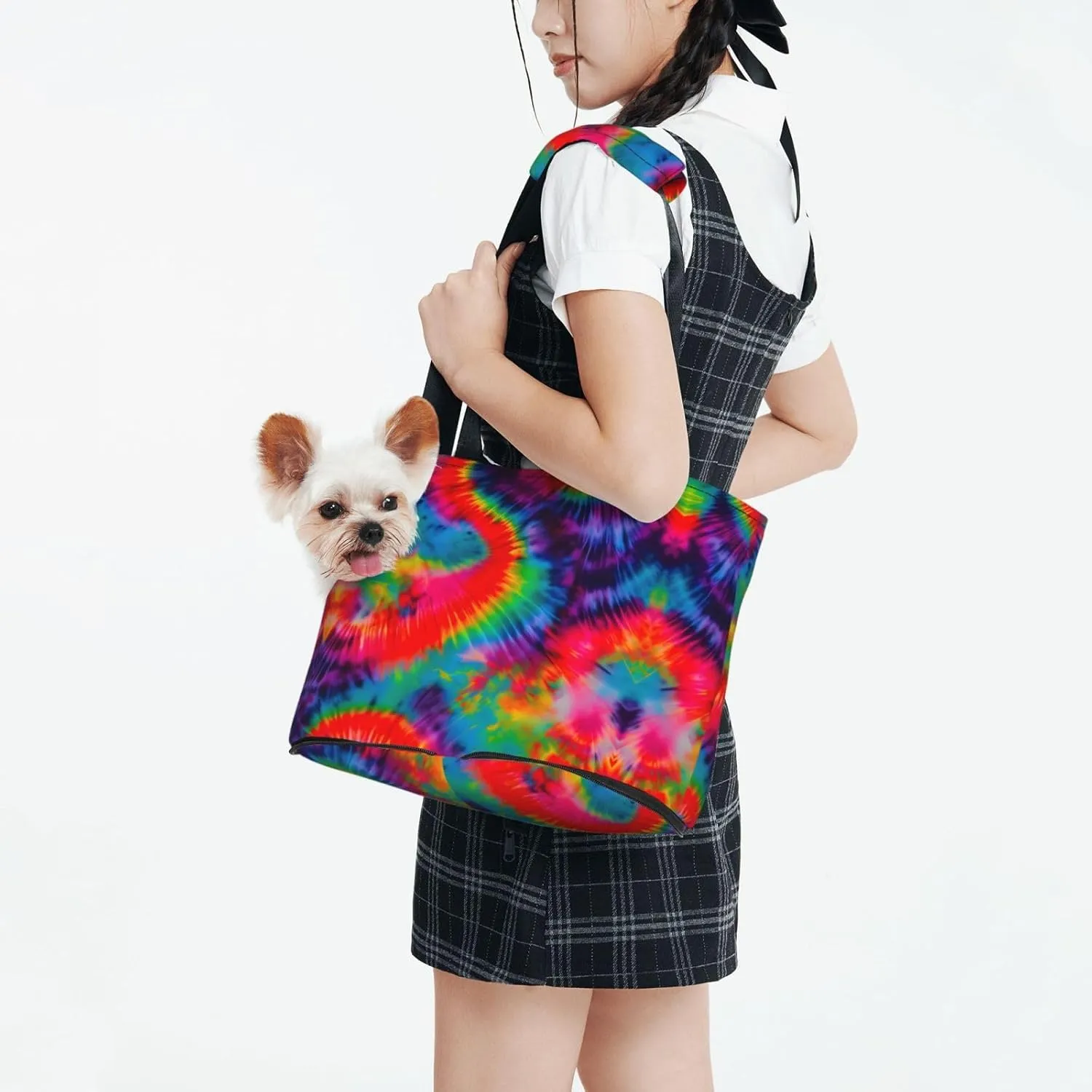 Colorful Tie Dye Pattern Stylish and Portable Pet Crossbody Bag - Pet Tote Bag for Small Dogs - Pet Tote Bag, Crossbody Bag for Petsï¼Œ