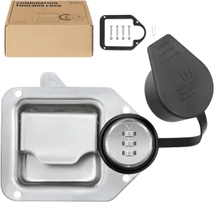 Combination Truck Tool Box Lock Replacement, 3 Digit Combination Lock Keyless Security Paddle Latch Pull Handle Flush Mount Lock for Trailer Toolbox RV Camper Motorhome Patrol Car