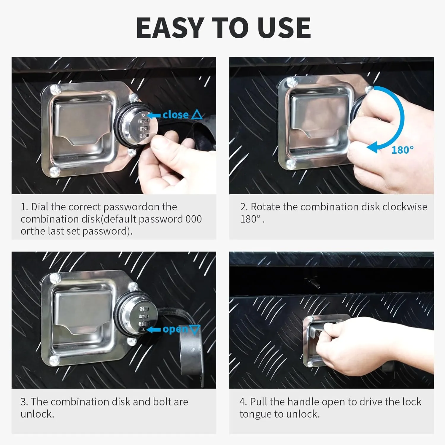 Combination Truck Tool Box Lock Replacement, 3 Digit Combination Lock Keyless Security Paddle Latch Pull Handle Flush Mount Lock for Trailer Toolbox RV Camper Motorhome Patrol Car