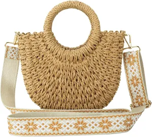 Comeon Straw Handbags for Women,Summer Beach Crossbody Handbags Woven Vacation Purse