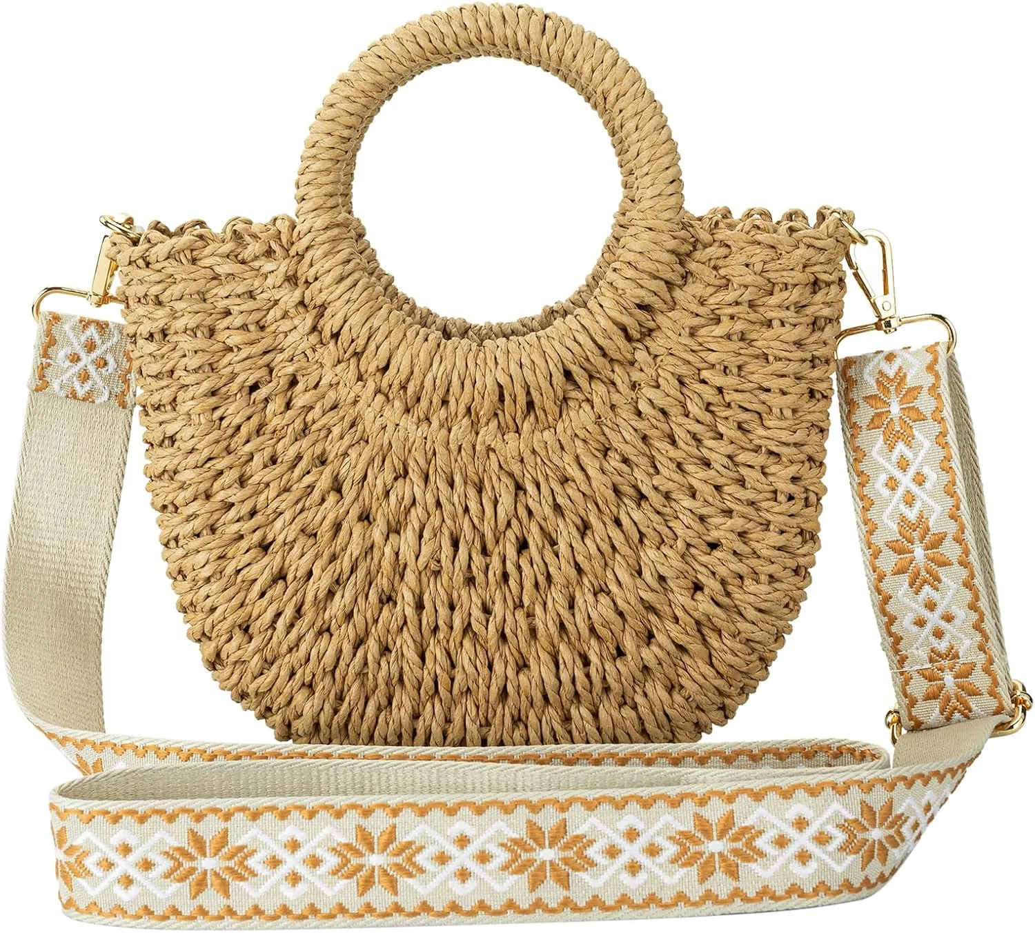 Comeon Straw Handbags for Women,Summer Beach Crossbody Handbags Woven Vacation Purse