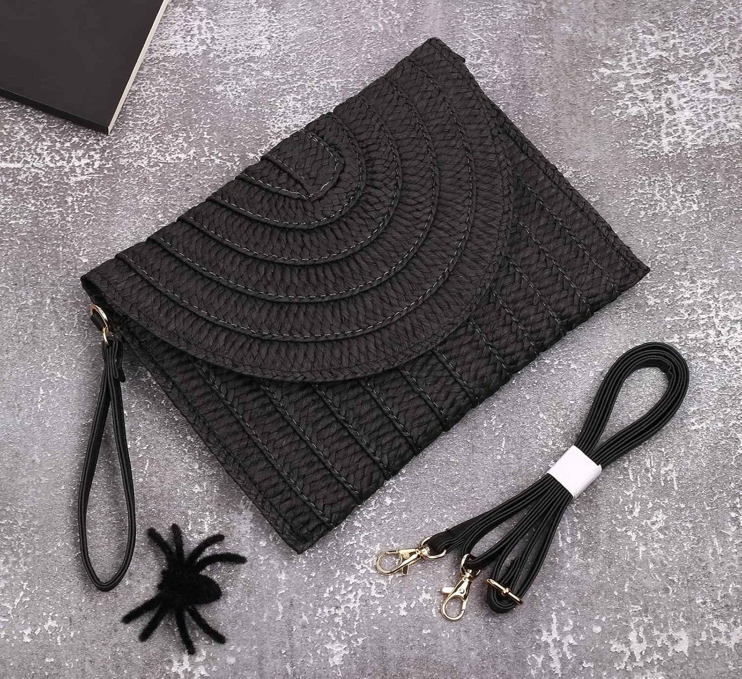 COOKOOKY Straw Clutch Handbag Summer Beach Straw Purse for Women woven Envelope Bag