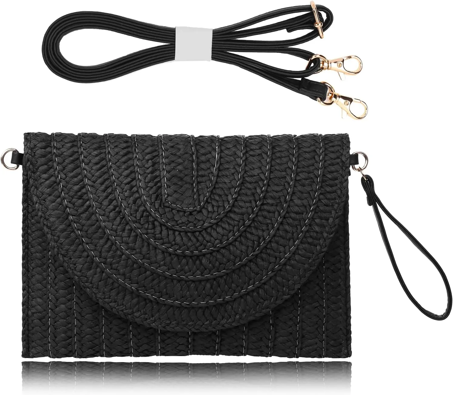 COOKOOKY Straw Clutch Handbag Summer Beach Straw Purse for Women woven Envelope Bag