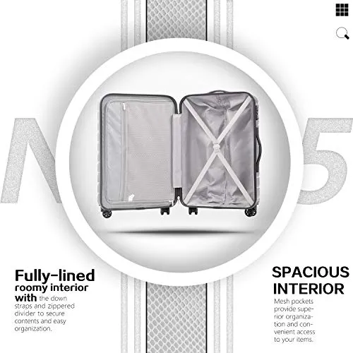 COOLIFE 3 Piece Expandable Luggage Set With TSA Lock - Purple