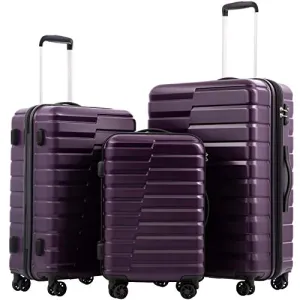 COOLIFE 3 Piece Expandable Luggage Set With TSA Lock - Purple