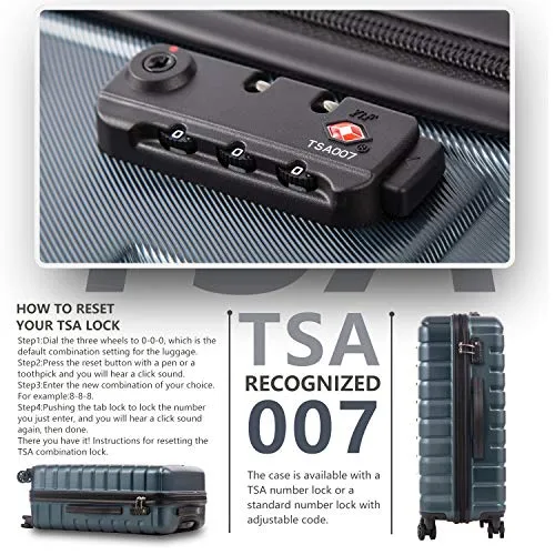 COOLIFE 3 Piece Expandable Luggage Set With TSA Lock - Purple