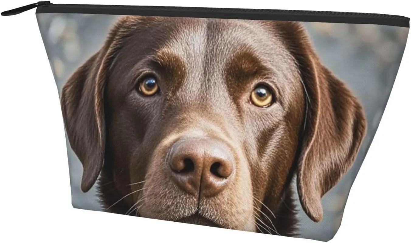 Cosmetic Bag Portable Makeup Bag Brown Labrador Retriever Toiletry Bag Large Capacity Zipper Pouch Waterproof Toiletry Pouch Makeup Organizer Case for Women Men