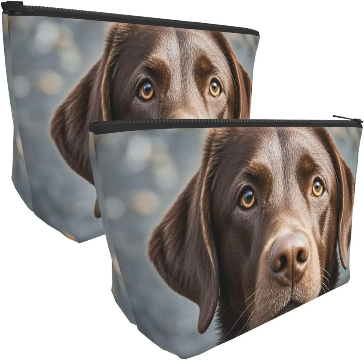 Cosmetic Bag Portable Makeup Bag Brown Labrador Retriever Toiletry Bag Large Capacity Zipper Pouch Waterproof Toiletry Pouch Makeup Organizer Case for Women Men