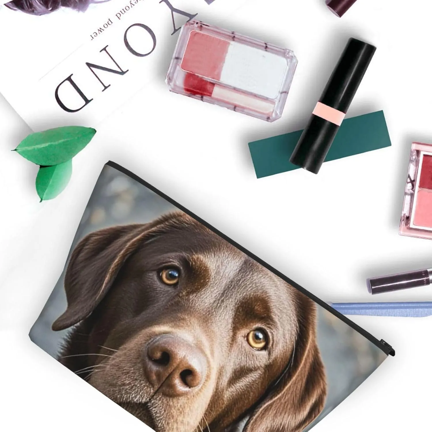 Cosmetic Bag Portable Makeup Bag Brown Labrador Retriever Toiletry Bag Large Capacity Zipper Pouch Waterproof Toiletry Pouch Makeup Organizer Case for Women Men