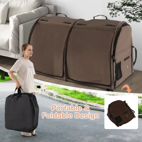 Costway - 2-in-1 Portable Pet Carrier Dog & Cat Travel Backpack Brown