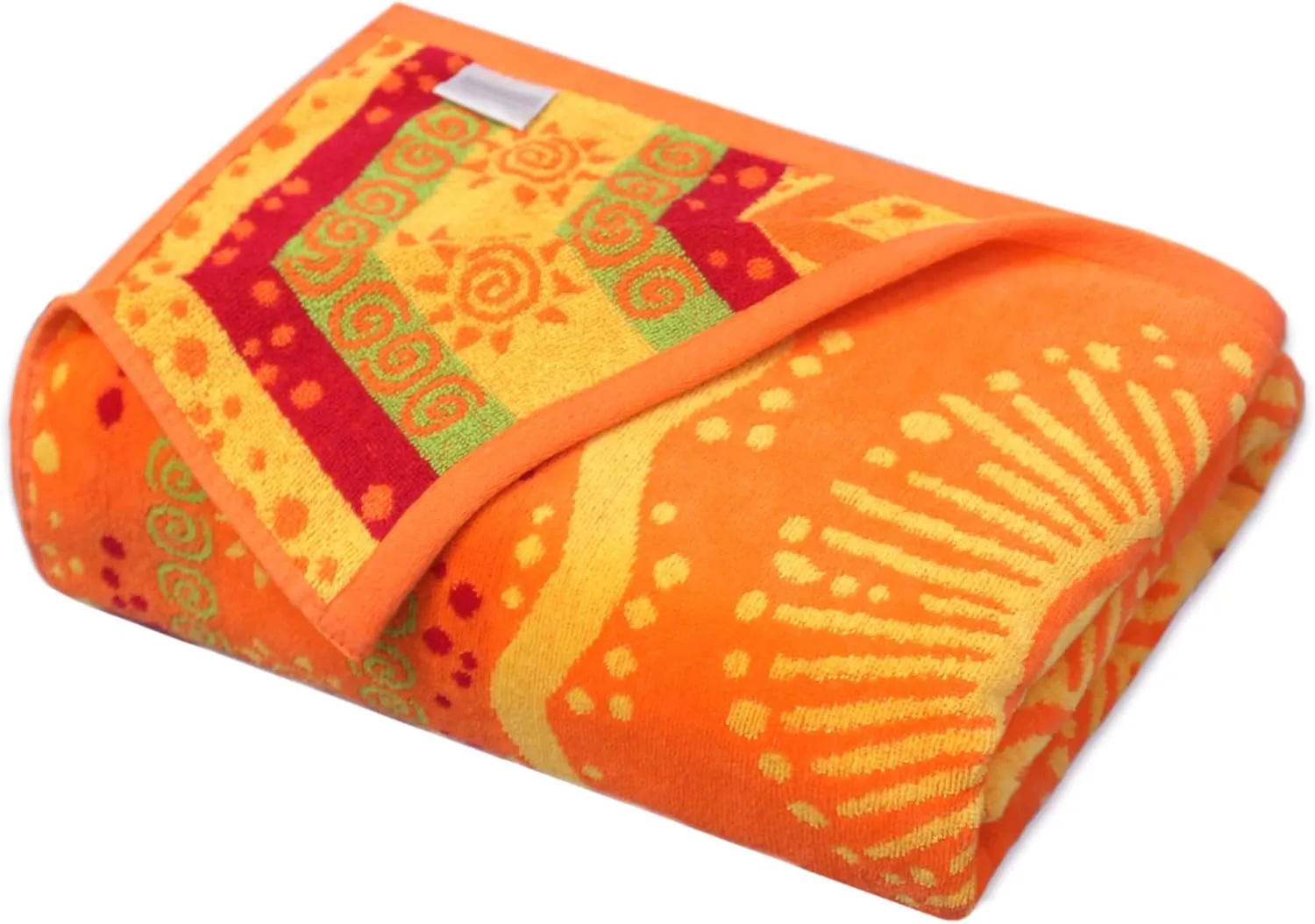 COTTON CRAFT Oversized Beach Towel for Two - 58x68 - Pure Cotton Jacquard Velour Extra Wide XL Beach Blanket Towel - Big & Huge Pool Bath 450 GSM Thick Plush Super Soft Luxury - Sunshine Orange Yellow