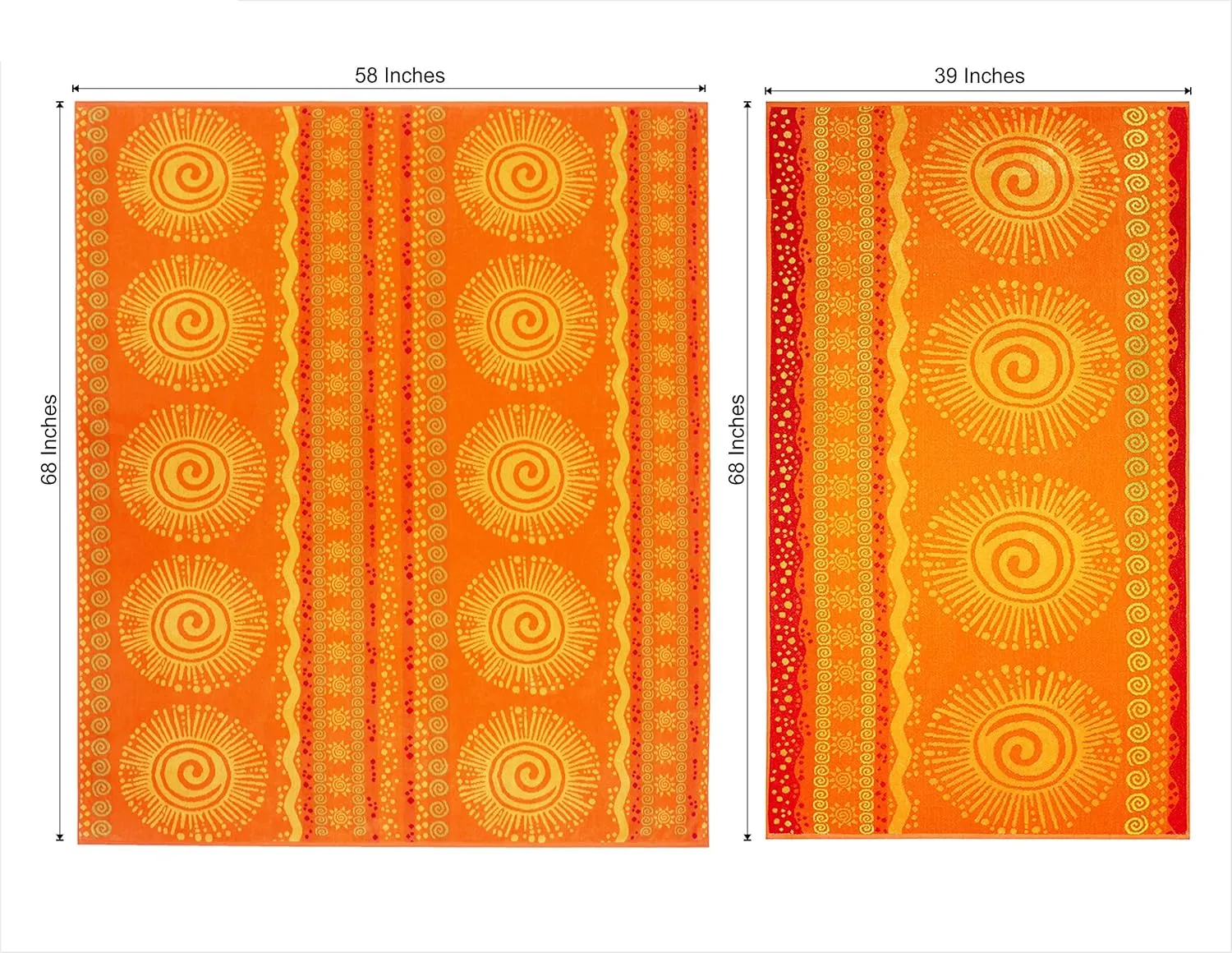 COTTON CRAFT Oversized Beach Towel for Two - 58x68 - Pure Cotton Jacquard Velour Extra Wide XL Beach Blanket Towel - Big & Huge Pool Bath 450 GSM Thick Plush Super Soft Luxury - Sunshine Orange Yellow
