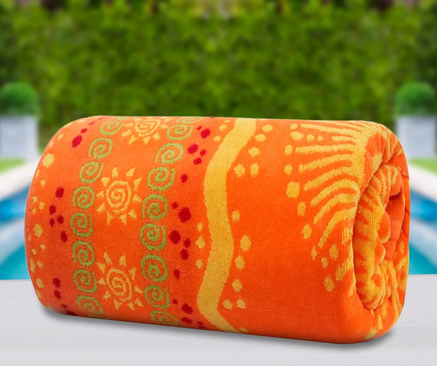 COTTON CRAFT Oversized Beach Towel for Two - 58x68 - Pure Cotton Jacquard Velour Extra Wide XL Beach Blanket Towel - Big & Huge Pool Bath 450 GSM Thick Plush Super Soft Luxury - Sunshine Orange Yellow