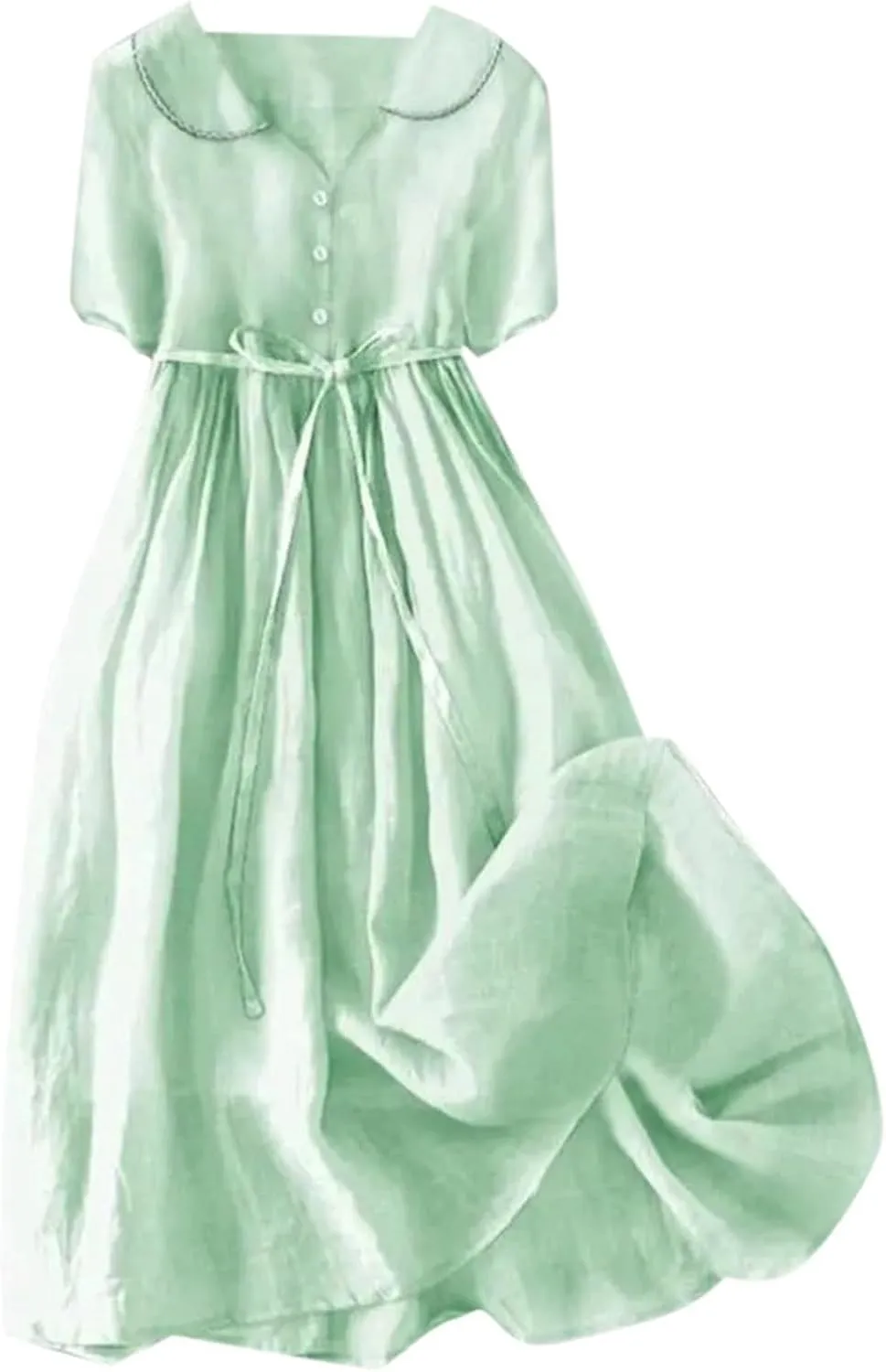 Cotton Linen Dresses for Women 2025 Trendy Button Down Plus Size Flowy A Line Maxi Dress Summer 3/4 Sleeve Boho Sundress
