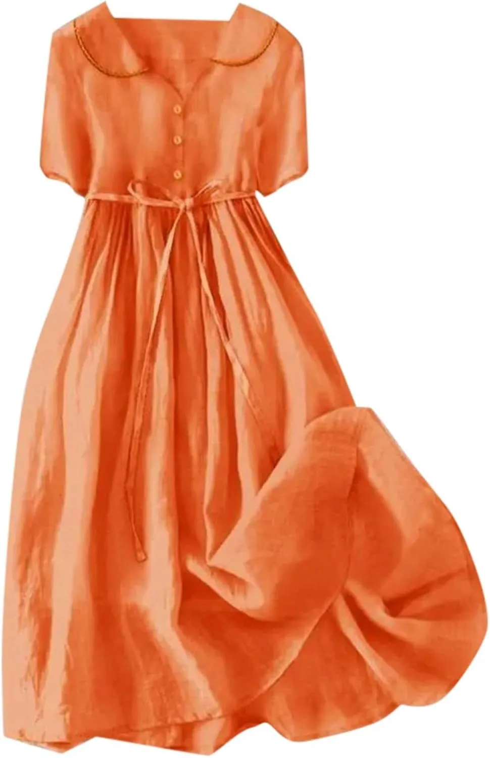 Cotton Linen Dresses for Women 2025 Trendy Button Down Plus Size Flowy A Line Maxi Dress Summer 3/4 Sleeve Boho Sundress