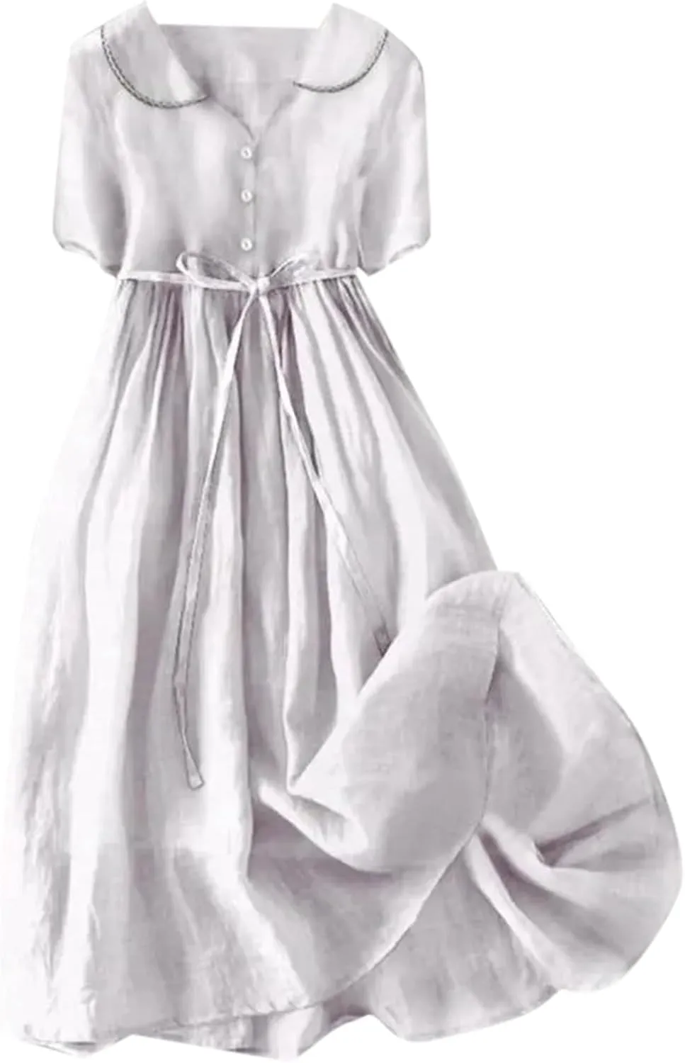 Cotton Linen Dresses for Women 2025 Trendy Button Down Plus Size Flowy A Line Maxi Dress Summer 3/4 Sleeve Boho Sundress
