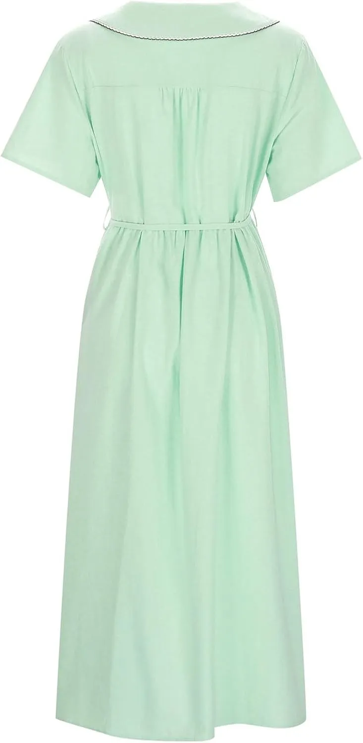 Cotton Linen Dresses for Women 2025 Trendy Button Down Plus Size Flowy A Line Maxi Dress Summer 3/4 Sleeve Boho Sundress
