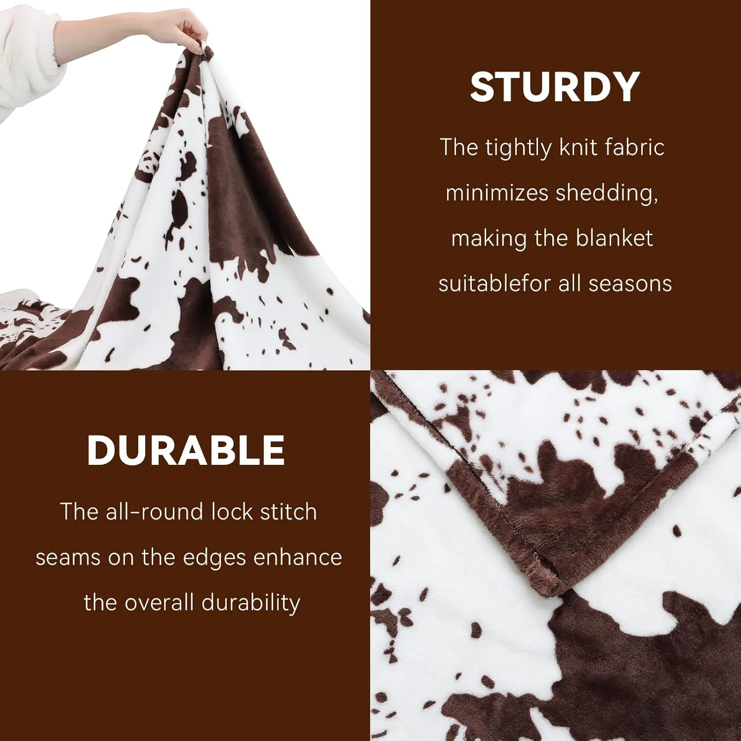 Cow Print Twin Blanket 60"x80" - Soft & Cozy Flannel Fuzzy Throw for Bed, Couch, Travel | Lightweight All-Season Bedding Decor (Black/White)