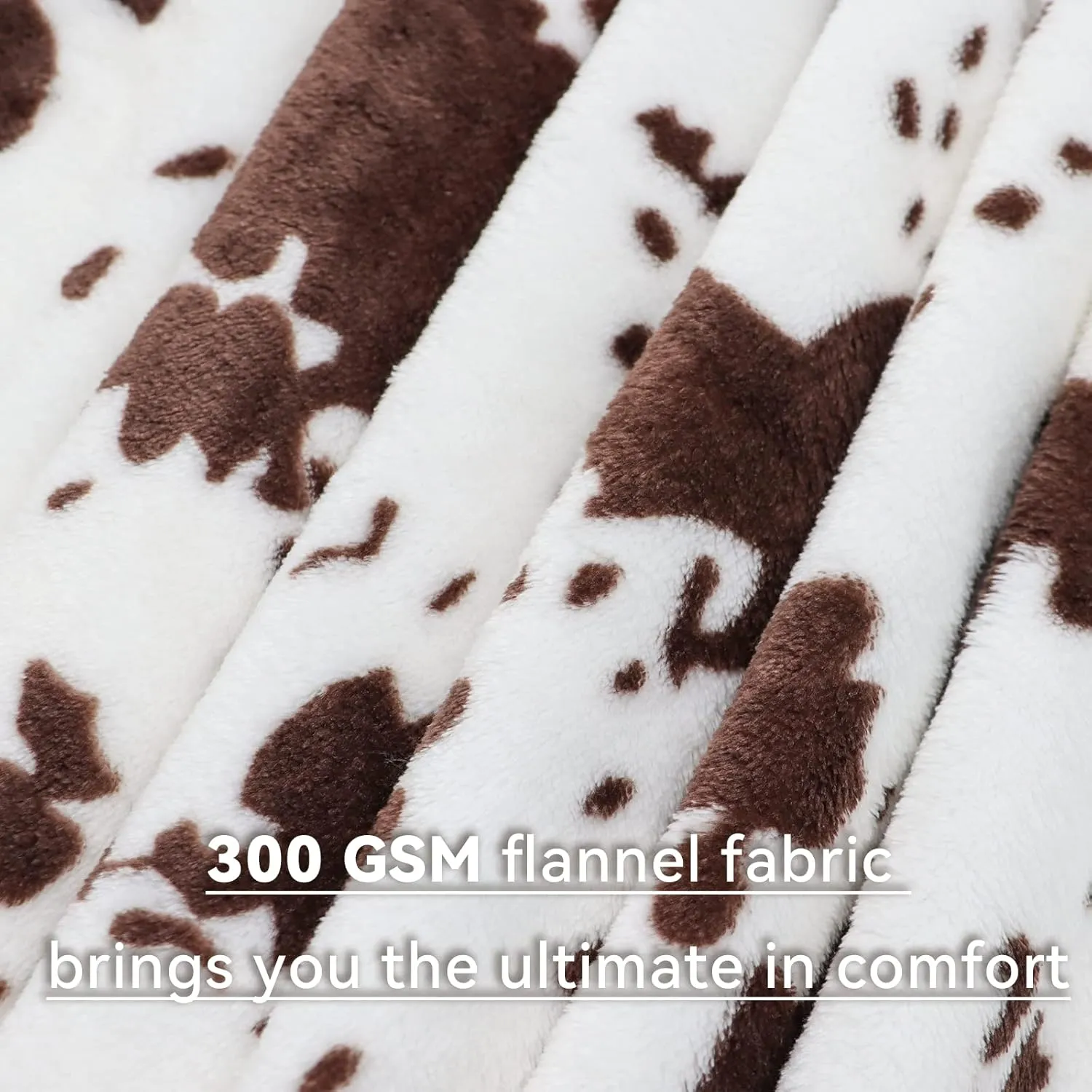 Cow Print Twin Blanket 60"x80" - Soft & Cozy Flannel Fuzzy Throw for Bed, Couch, Travel | Lightweight All-Season Bedding Decor (Black/White)