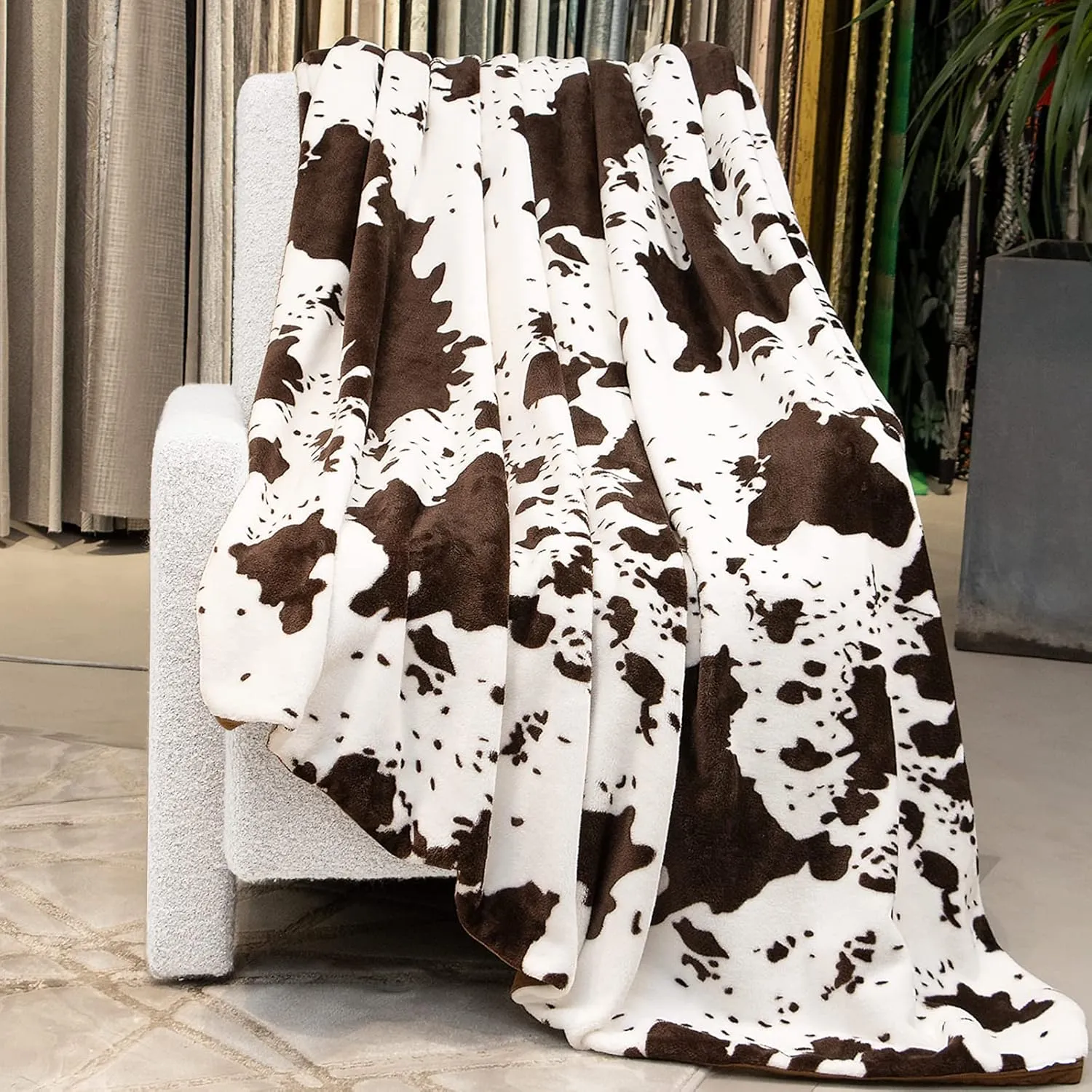Cow Print Twin Blanket 60"x80" - Soft & Cozy Flannel Fuzzy Throw for Bed, Couch, Travel | Lightweight All-Season Bedding Decor (Black/White)
