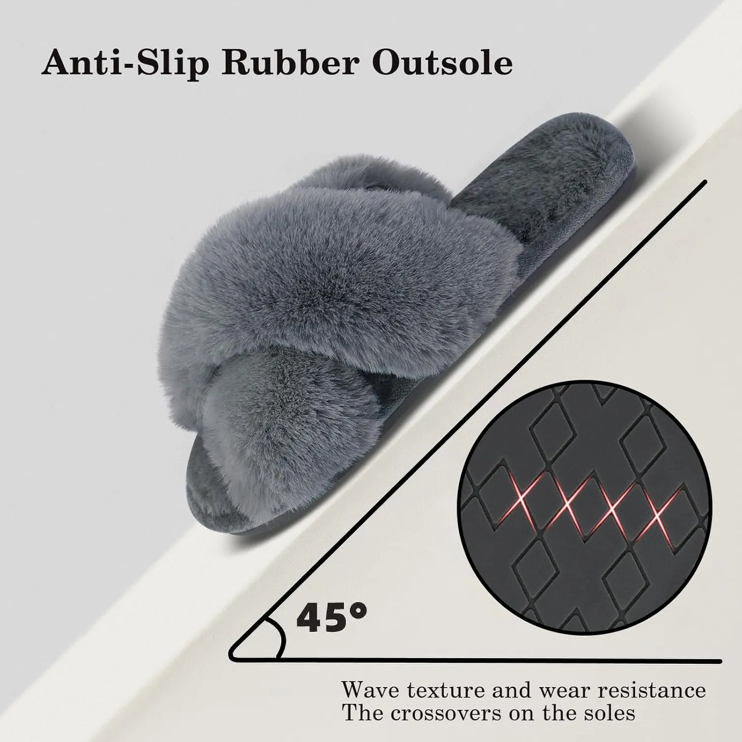 Cozyfurry Womens Cross Band Slippers Cozy Furry Fuzzy House Slippers Open Toe Fluffy Indoor Shoes Outdoor Slip on Warm Breathable Anti-skid Sole