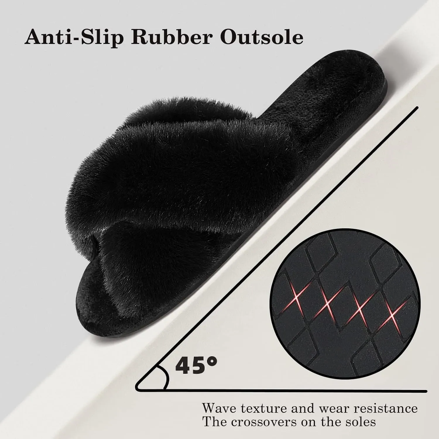 Cozyfurry Womens Cross Band Slippers Cozy Furry Fuzzy House Slippers Open Toe Fluffy Indoor Shoes Outdoor Slip on Warm Breathable Anti-skid Sole