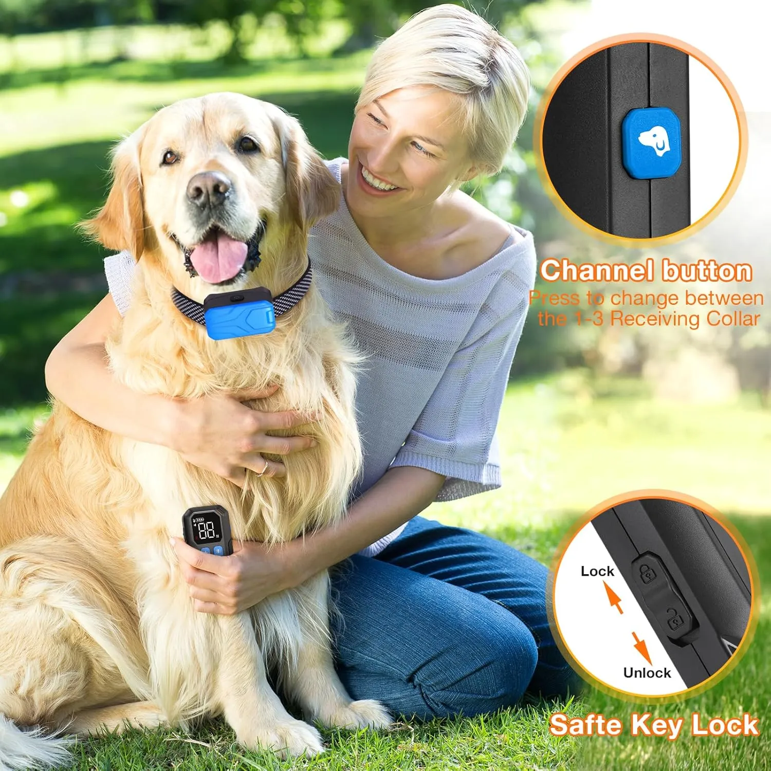 CPPSLEE Wireless Dog Fence System, 2 in 1 Electric Fence for Dogs with Training Collar Adjustable Range UP to 1000ft