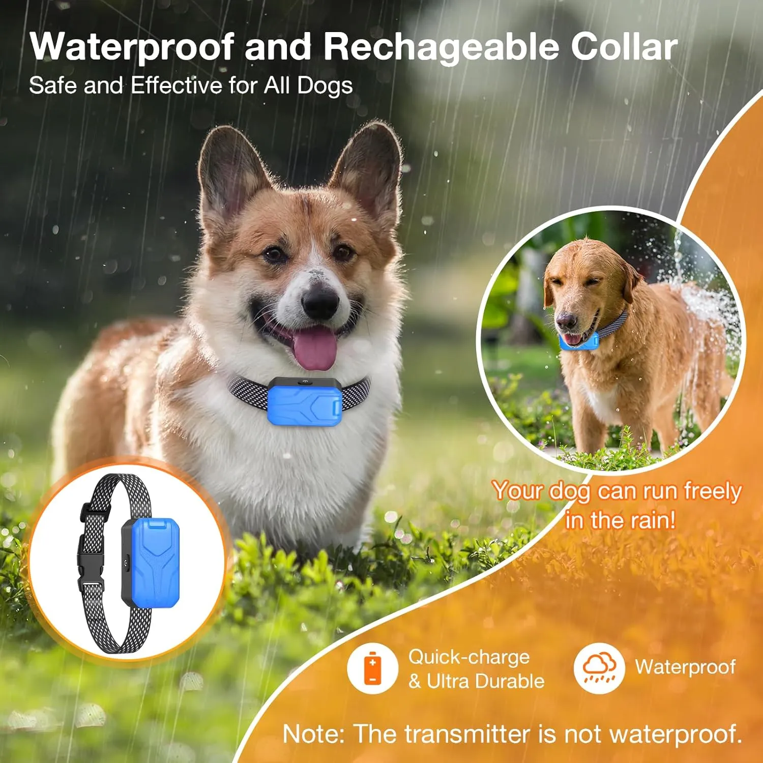 CPPSLEE Wireless Dog Fence System, 2 in 1 Electric Fence for Dogs with Training Collar Adjustable Range UP to 1000ft