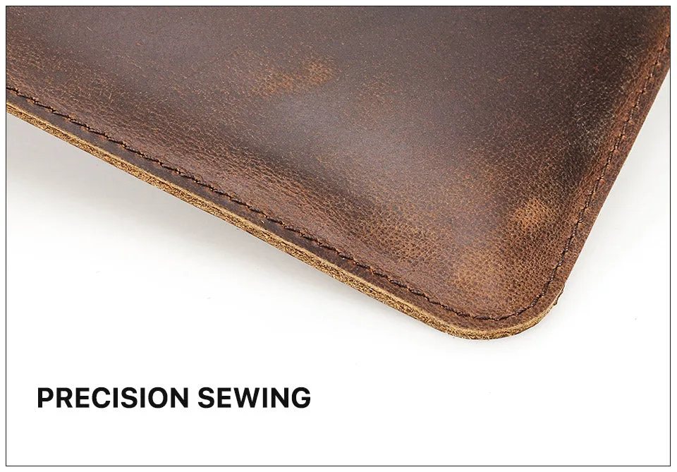 Crazy Horse Leather Laptop Sleeve for MacBook Air M2 13.6"