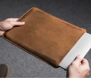 Crazy Horse Leather Laptop Sleeve for MacBook Air M2 13.6"