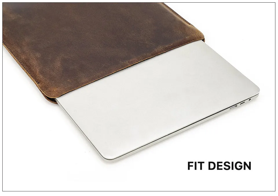 Crazy Horse Leather Laptop Sleeve for MacBook Air M2 13.6"