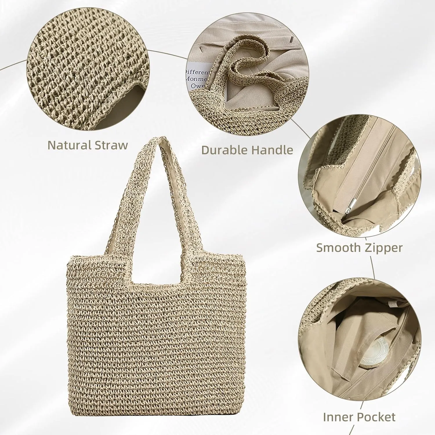 Crescent Straw Shoulder Handbag for Women Summer Beach Tote Raffia Woven Purse Hobo Underarm Bag 2025
