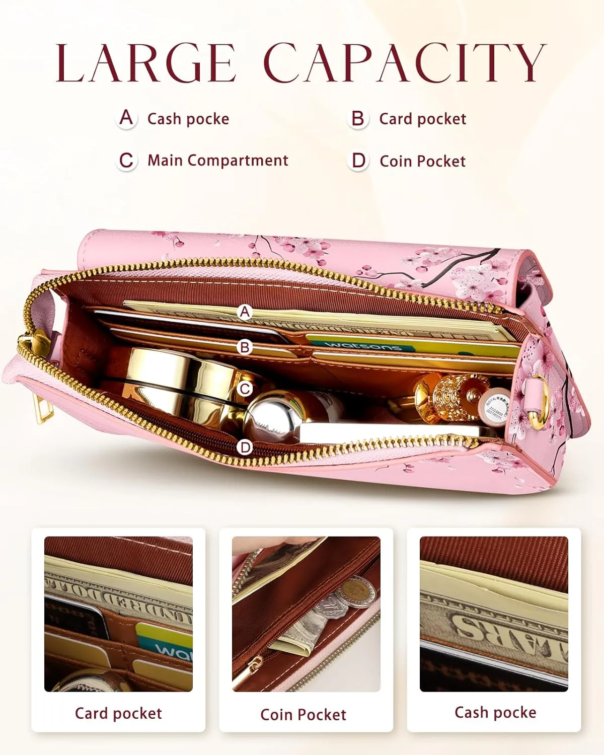 Crossbody Bag Cellphone Purse Wallet for Women - Leather Cellphone Purse Bag with Adjustable Shoulder Strap Girl