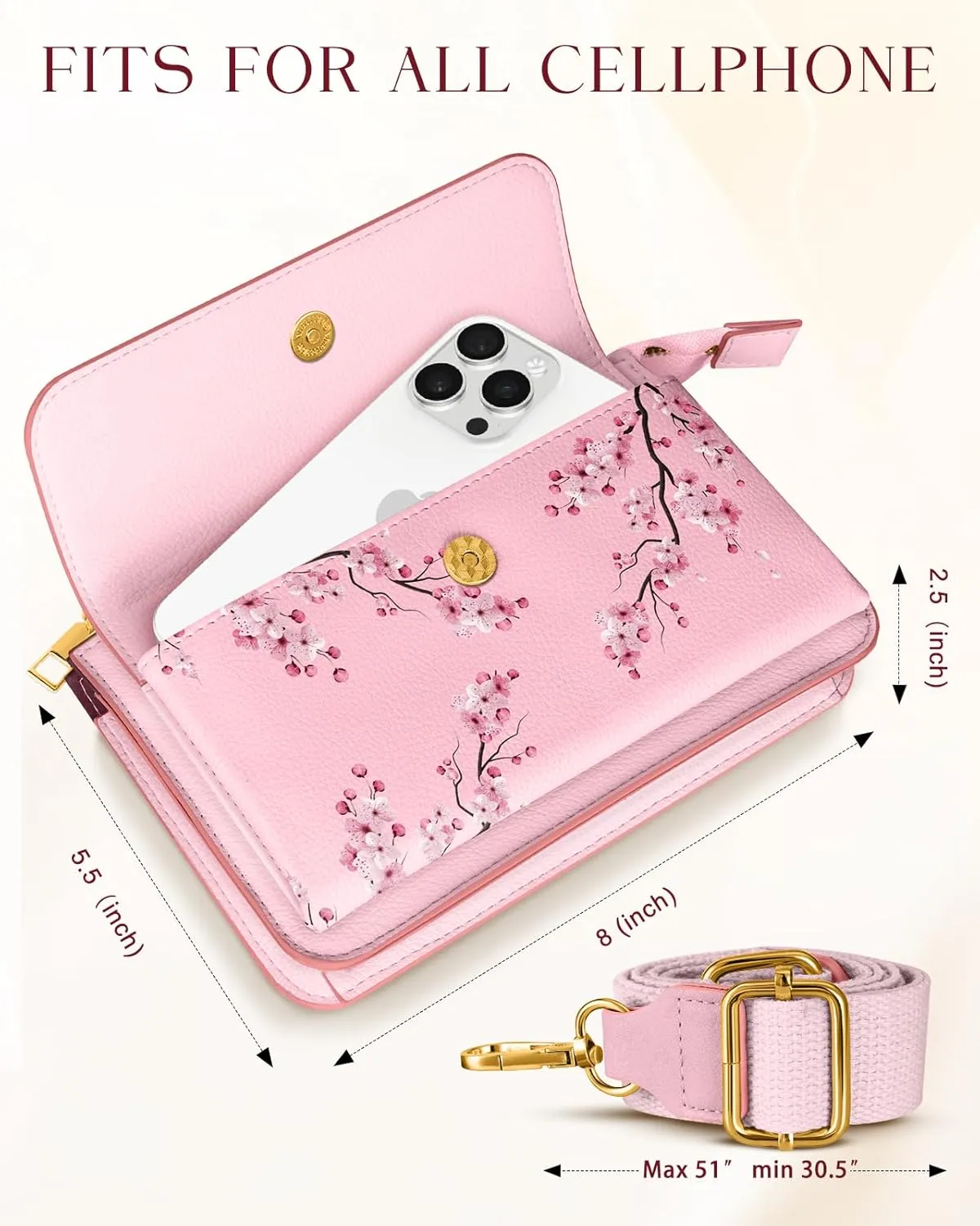 Crossbody Bag Cellphone Purse Wallet for Women - Leather Cellphone Purse Bag with Adjustable Shoulder Strap Girl