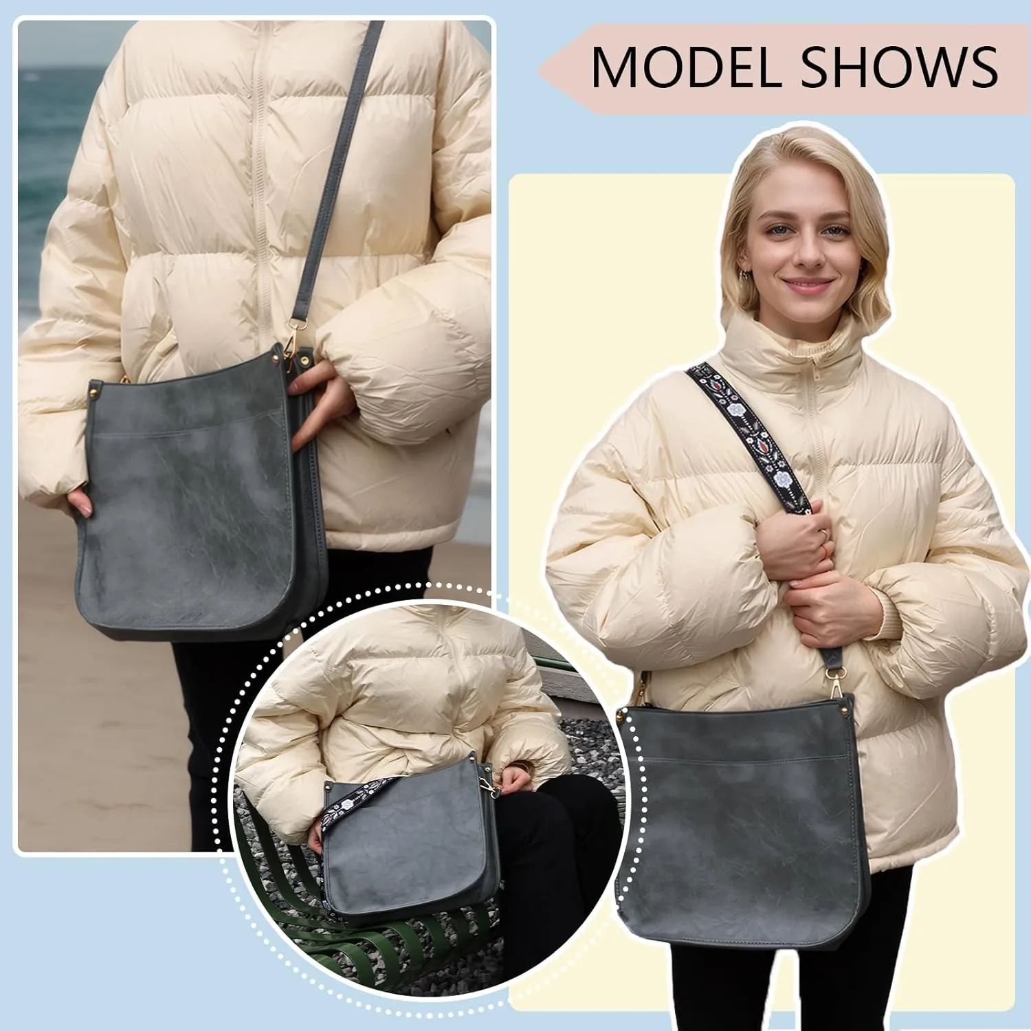 Crossbody Bags for Women Handbags Shoulder Bag with Adjustable Strap Women's Crossbody Purses Vegen Leather Hobo Bags