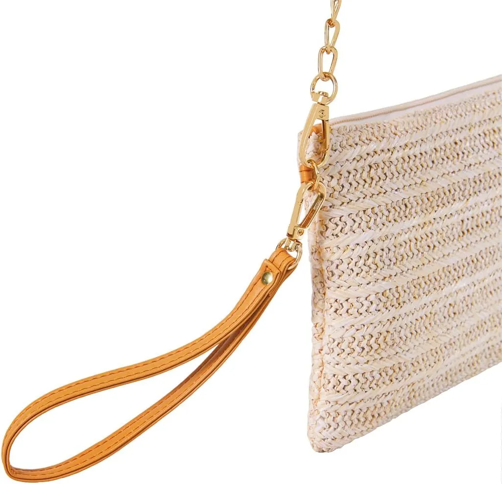Crossbody Summer Bag for Women Beach Straw Purse with Strap