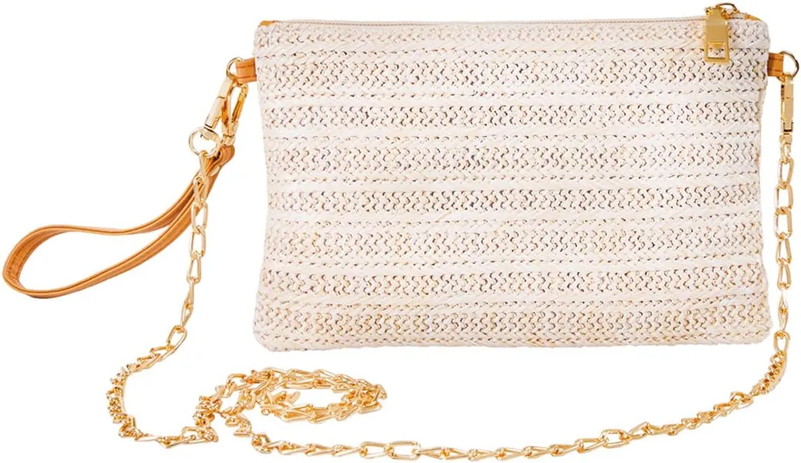 Crossbody Summer Bag for Women Beach Straw Purse with Strap