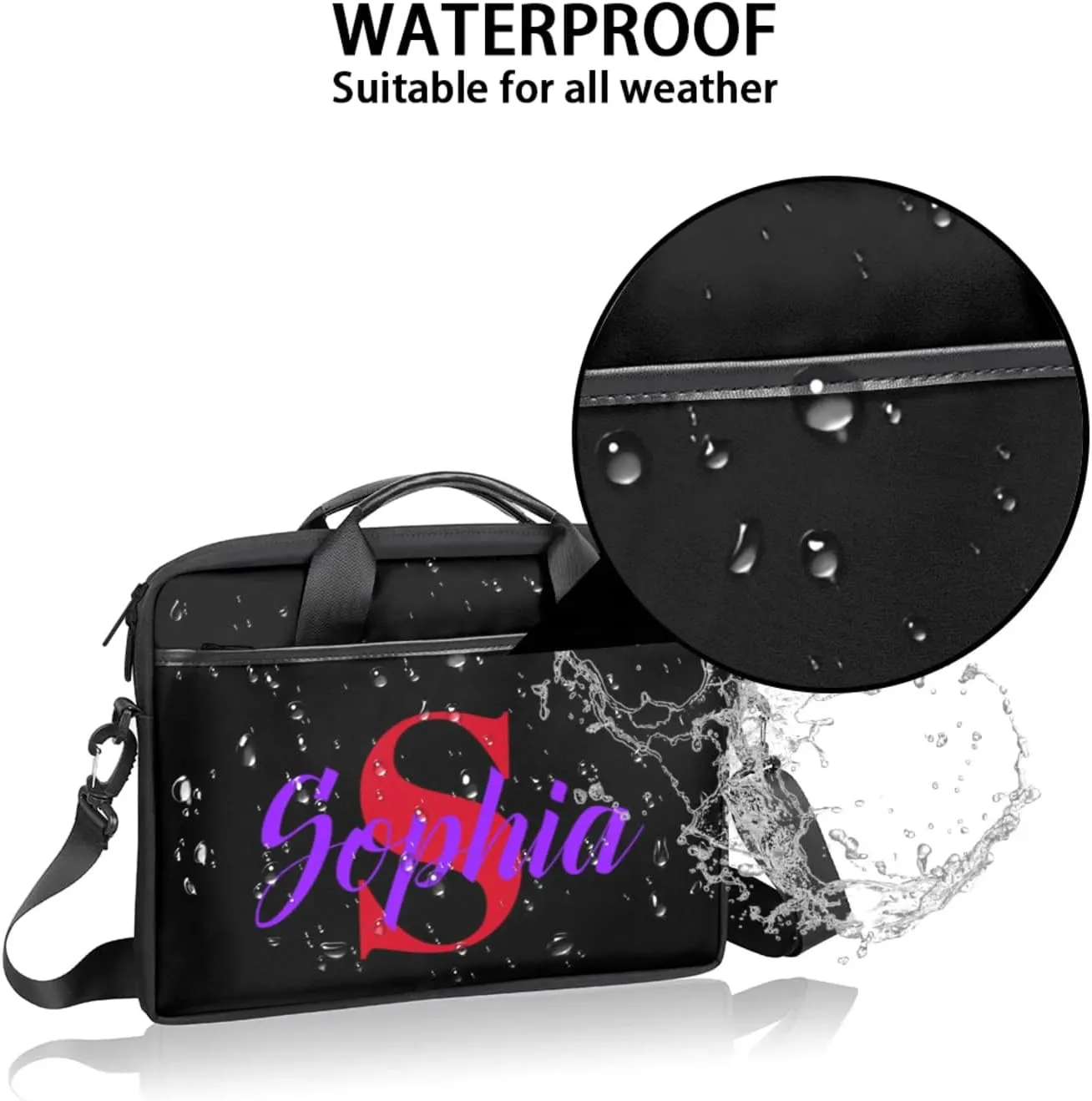 Custom Laptop-Bag with Name,Lightweight Portable Personalized Shoulder Computer-Bag,Customized Briefcase for Adult