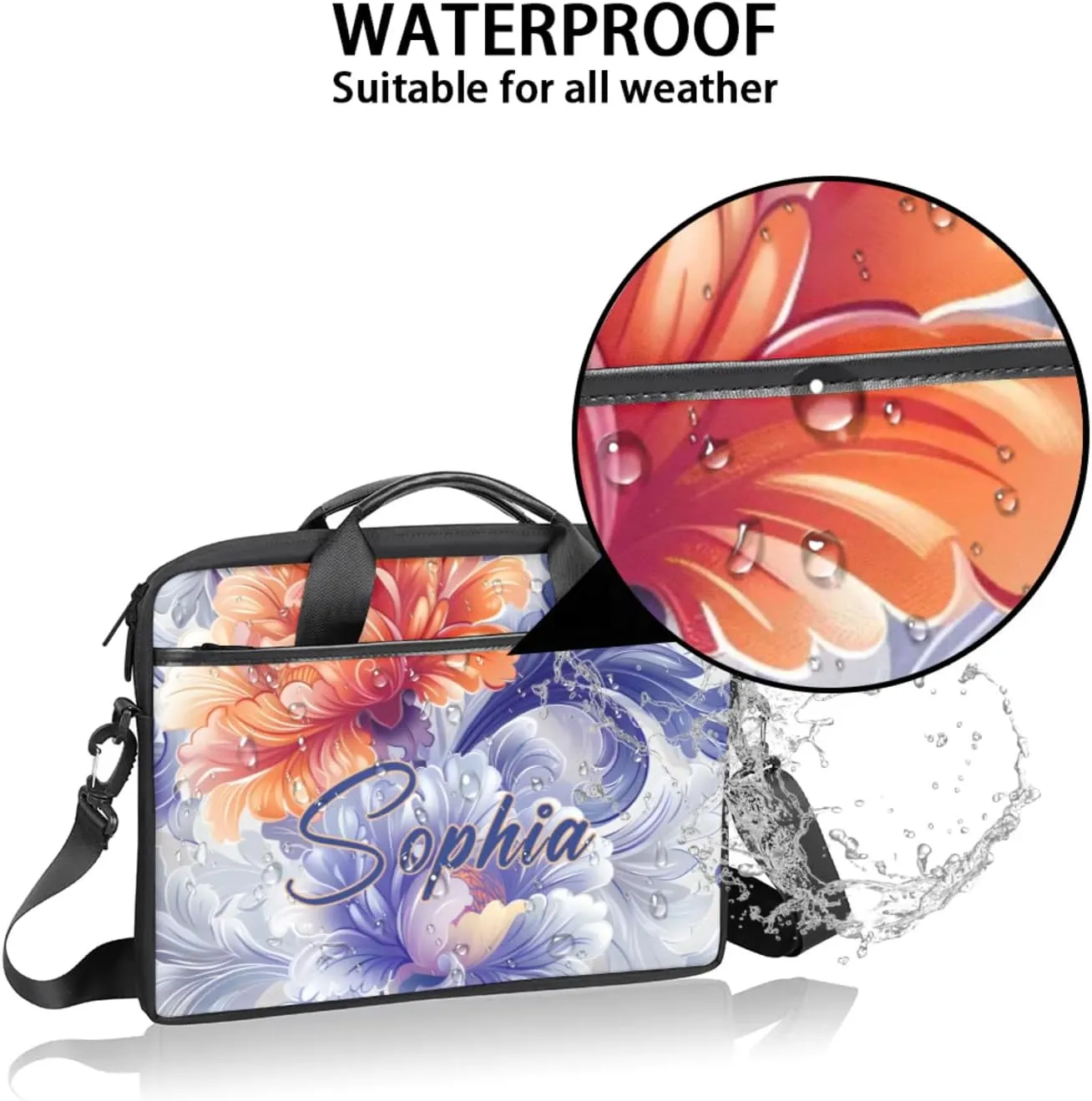 Custom Laptop-Bag with Name,Lightweight Portable Personalized Shoulder Computer-Bag,Customized Briefcase for Women