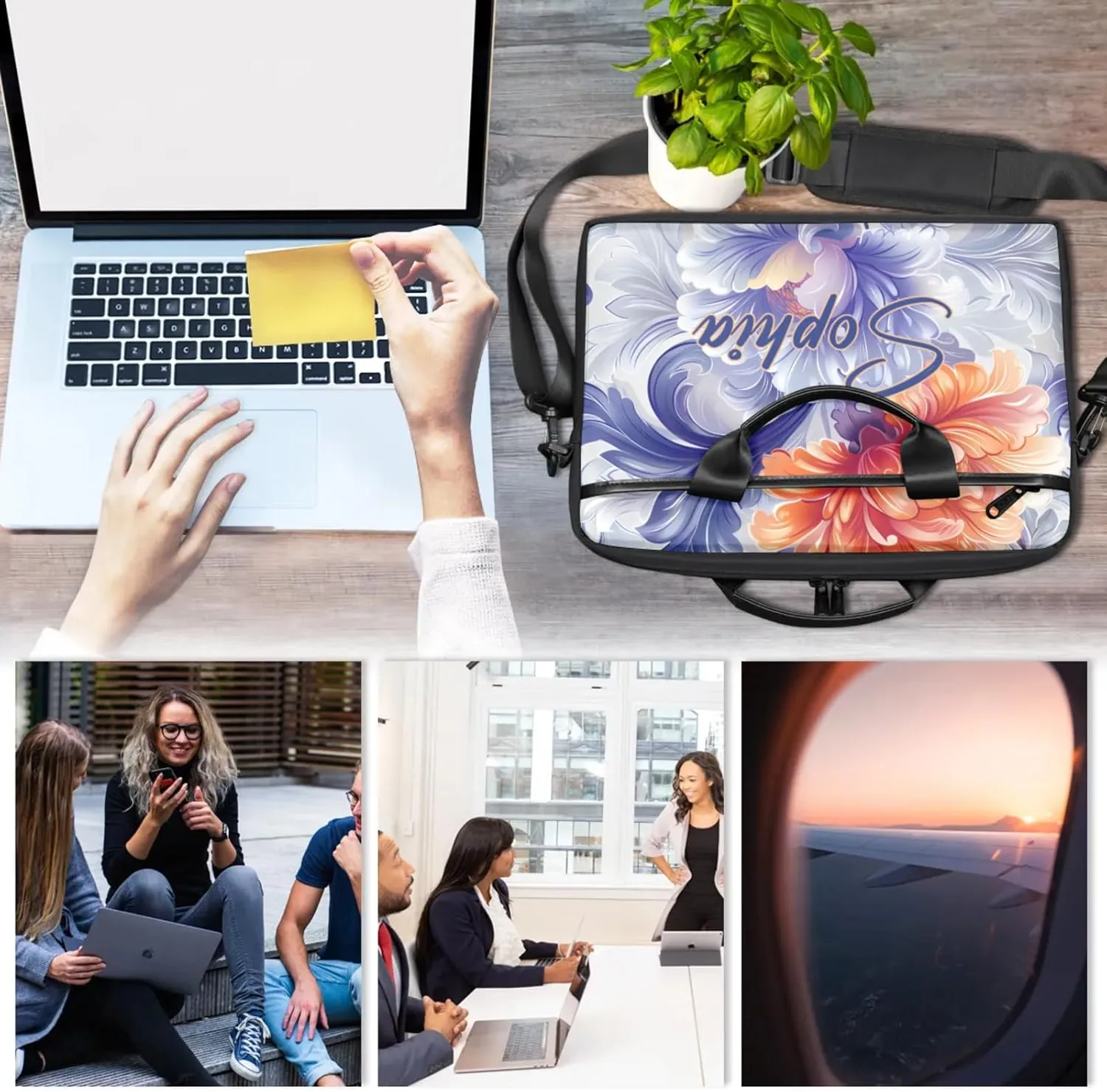 Custom Laptop-Bag with Name,Lightweight Portable Personalized Shoulder Computer-Bag,Customized Briefcase for Women
