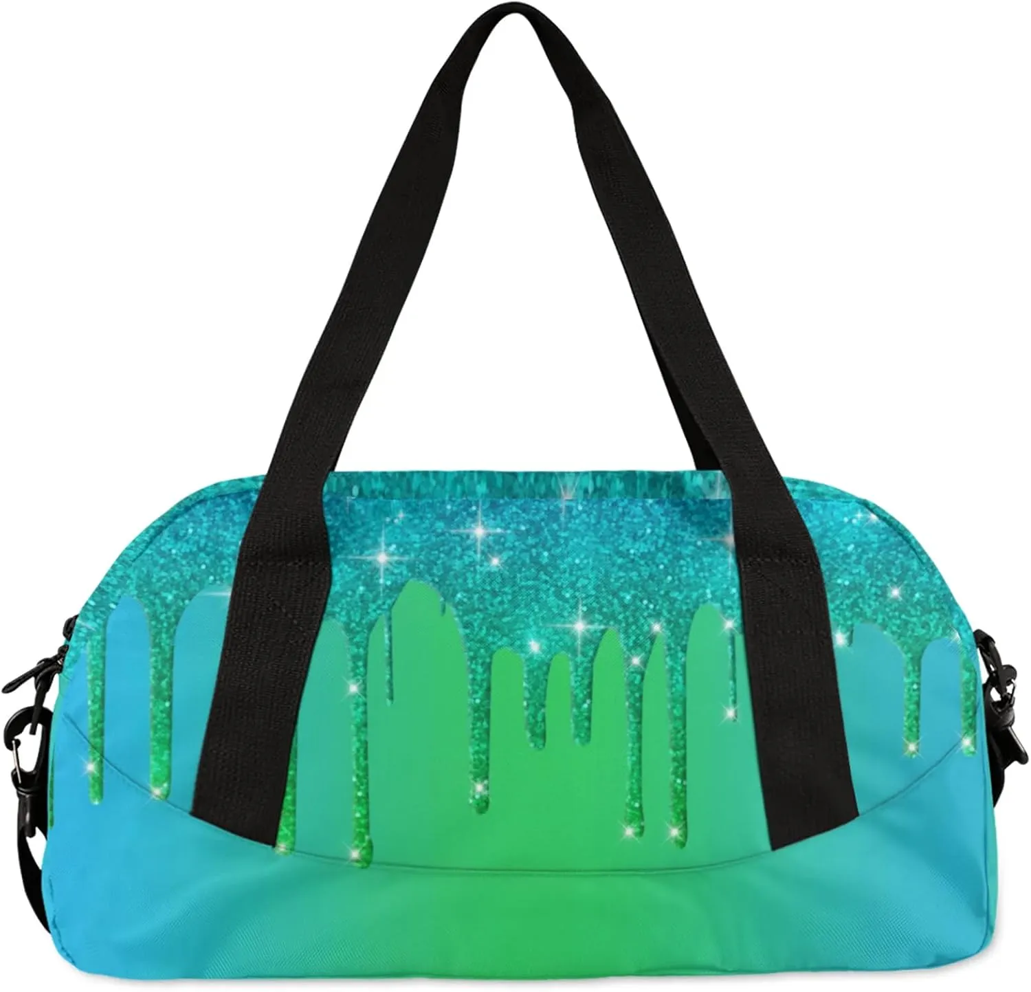 Custom Name Sports Duffel Bag Personalized Dance Gym Bag for Women Men Overnight Weekender Travel Duffel Bags Lightweight 18.5in, Blue Green