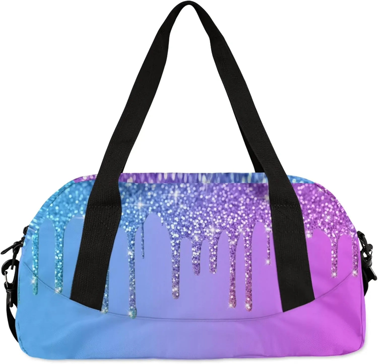 Custom Name Sports Duffel Bag Personalized Dance Gym Bag for Women Men Overnight Weekender Travel Duffel Bags Lightweight 18.5in, Blue Purple