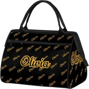 Custom Sport Duffel Bags Personalized Travel Overnight Bag Waterproof Dance Bag Lightweight Carry-On Tote for Women Men 15.2in, Black Yellow