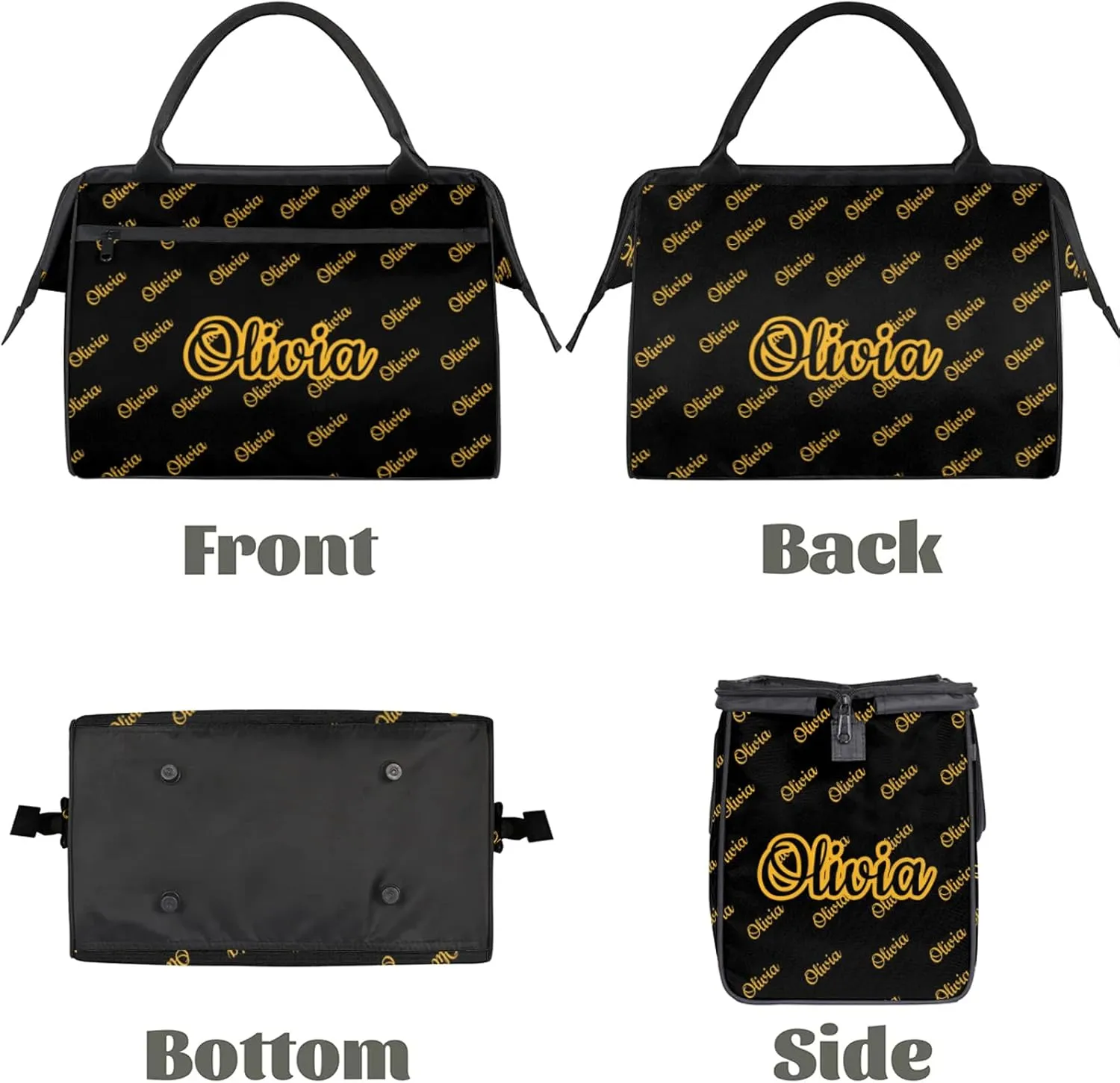 Custom Sport Duffel Bags Personalized Travel Overnight Bag Waterproof Dance Bag Lightweight Carry-On Tote for Women Men 15.2in, Black Yellow