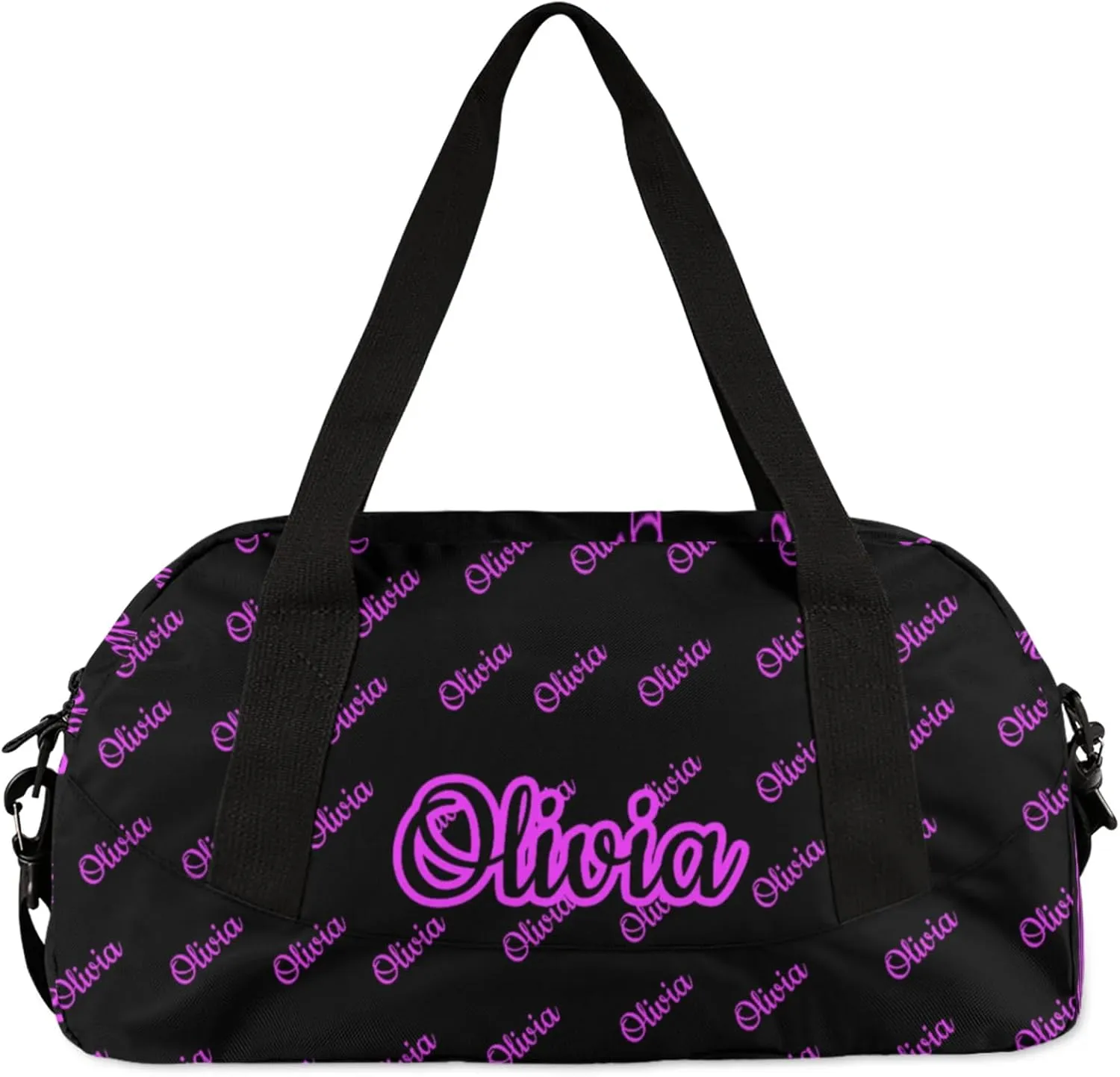 Custom Sport Duffel Bags Personalized Travel Overnight Bag Waterproof Dance Bag Lightweight Carry-On Tote for Women Men 18.5in, Black Pink