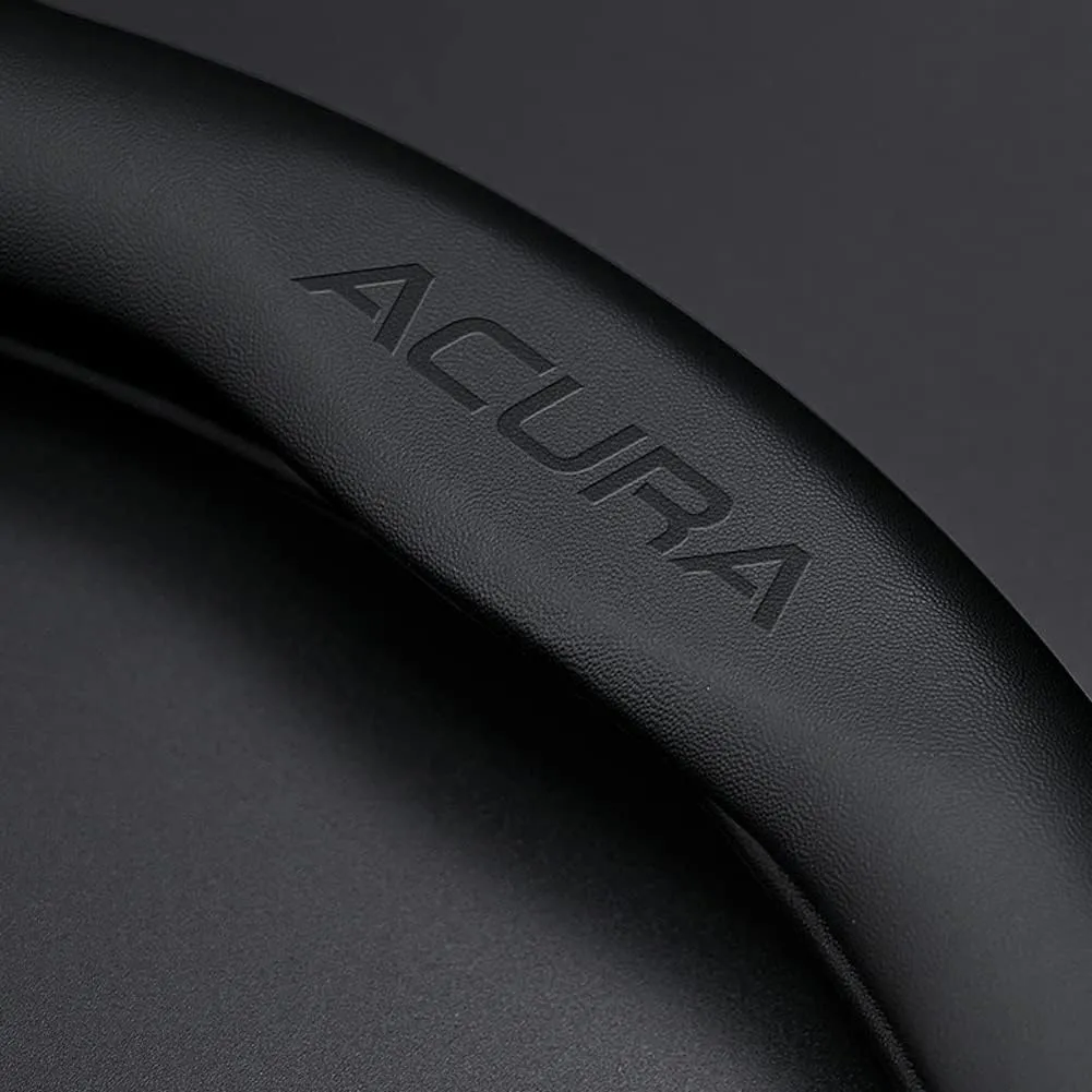 Customized Steering Wheel Cover Compatible with Acura, Napaa Leather&Carbon Fiber Texture Steering Wheel Cover, Includes 2 Coasters and USB Fast Charging Cable (Black)