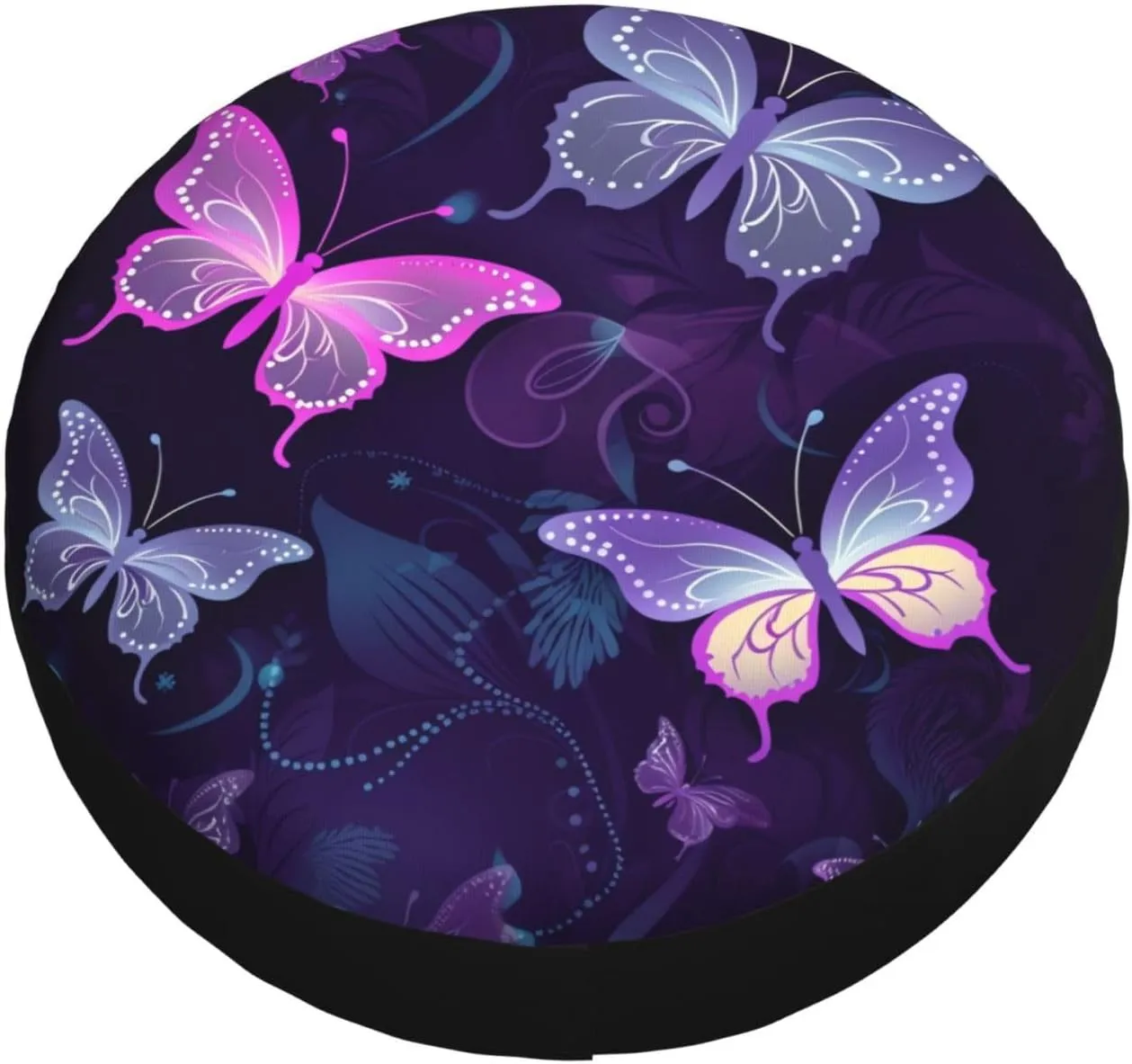 Cute Butterfly Tire Cover Outdoor Waterproof Snow Sun Rain Wheel Cover Portable Wheel Bags Camper Spare Tire Cover Universal Car Tire Protectors for Trailer RV SUV