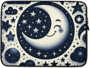 Cute Celestial Moon Shockproof Laptop Sleeve, Water-Resistant Protective Computer Carrying Case, Travel-Friendly Handbag
