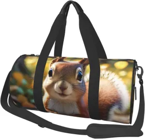 Cute Squirrel Printed Travel Bag,Round Personal Item Storage bag,Foldie Duffel Bag for Traveling Vacation,Fitness,Sports
