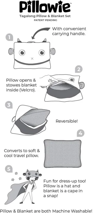 Cute Travel Pillow and Blanket Set - Portable Comfort Item for Children - Fox